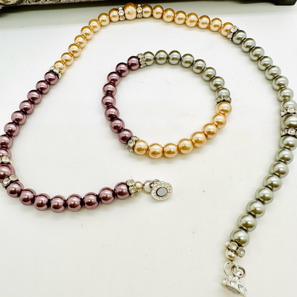 Ombré Glass pearl necklace & bracelet - Picture 14 of 16